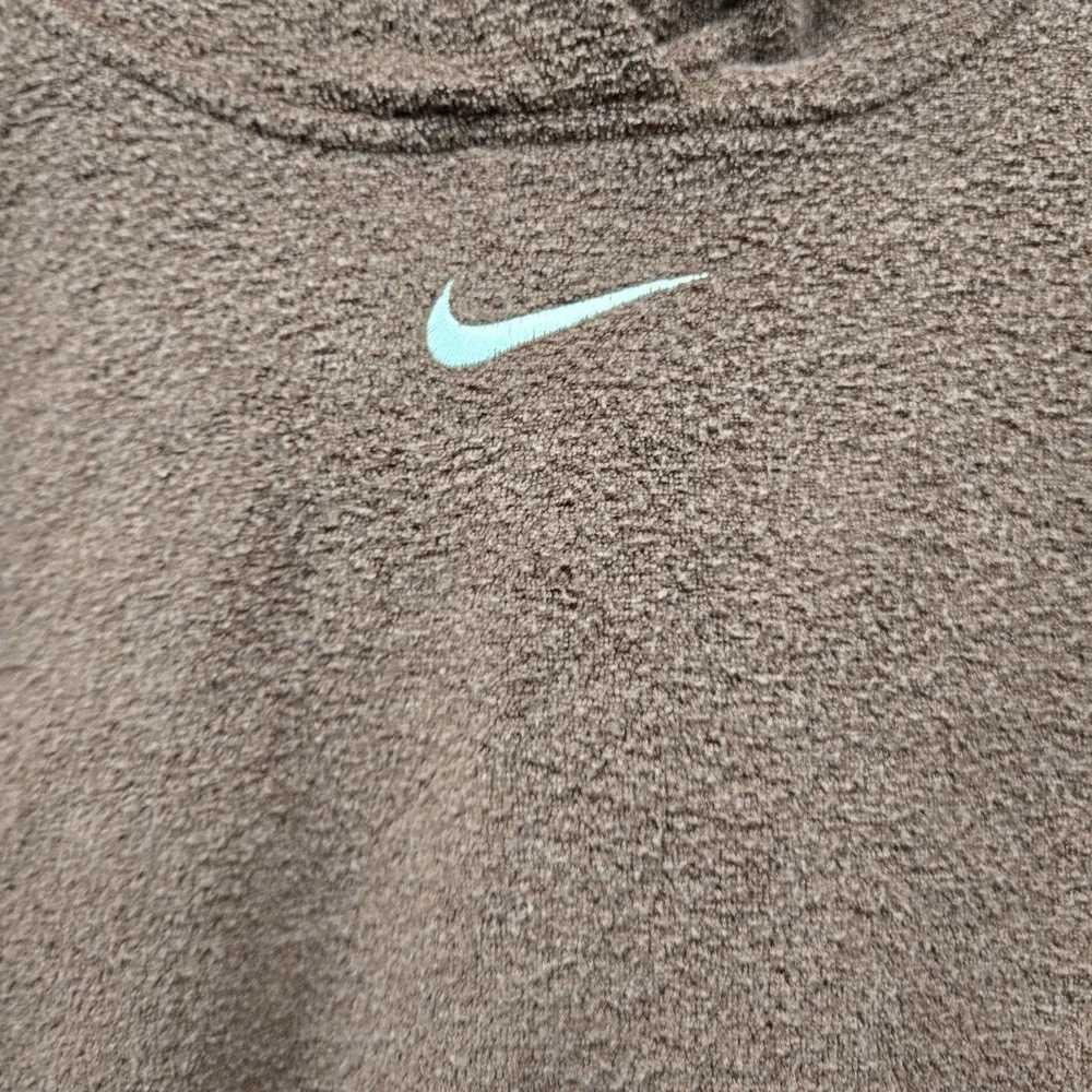 Nike Men Hoodie SMALL Brown Fleece Activewear Logo Center Swoosh Embroidered